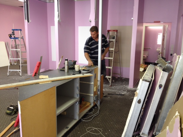 The demolition has begun thanks to Dean Reno the contractor & Michael the muscle!